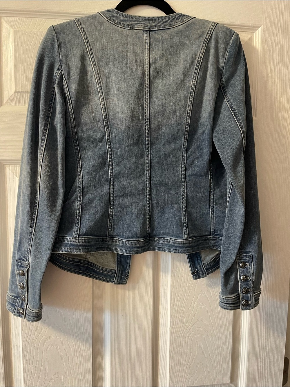 White House Black Market Light Blue Denim Military-Style Jacket - Picture 3 of 3